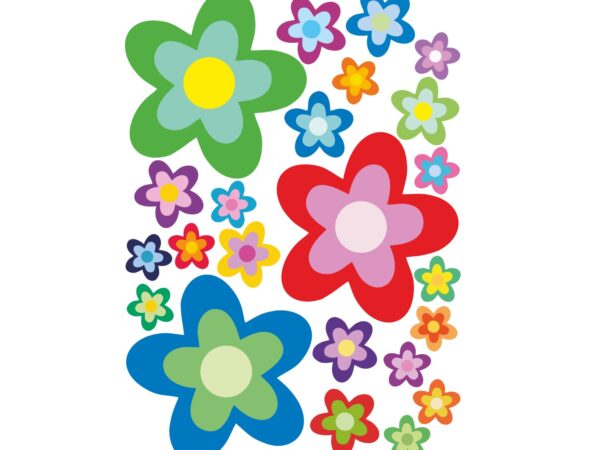 Hippie Blumen Aufkleber/Sticker Set (23-teilig)