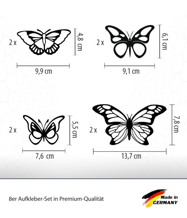 Schmetterlinge Aufkleber/Sticker Set (8-teilig) – Bild 4